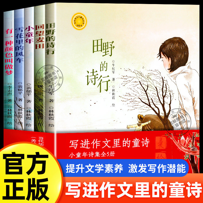 写进作文里的童诗全套5册小童年诗集美绘版当代华文儿童诗丛书名家正版非拼音版有一种颜色叫做梦雪花里的风车田野的诗行回望麦田