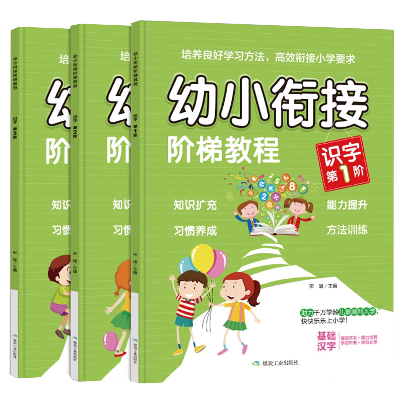 幼小衔接教材全套3册 阶梯教程识字书一日一练启蒙早教书儿童绘本3—6岁认字书籍幼儿园老师推荐小班中大班宝宝看图认汉字正版