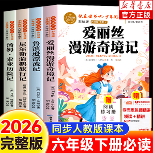 六年级下册快乐读书吧全套4册爱丽丝漫游奇境记鲁滨逊漂流记原著完整版尼尔斯骑鹅旅行记汤姆索亚历险记老师推荐正版必读课外书目