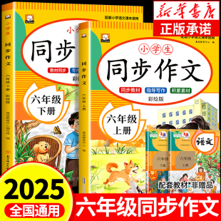 同步教材6上下小学生优秀作文大全写作技巧范文精选作文素材积累每日一练RJ 六年级同步作文上册下册人教版 2025新版