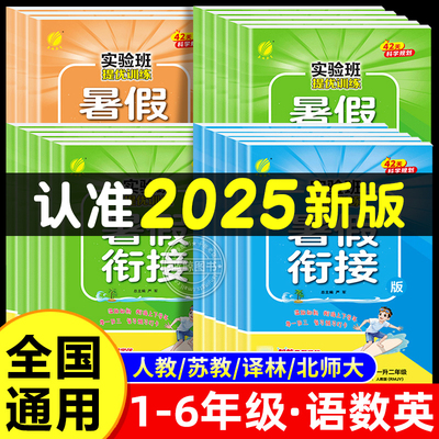 2025新版实验班暑假衔接作业本一年级下册升二升三四五六语文数学英语全套人教江苏教北师版小学暑期同步预复习提优训练春雨RJ