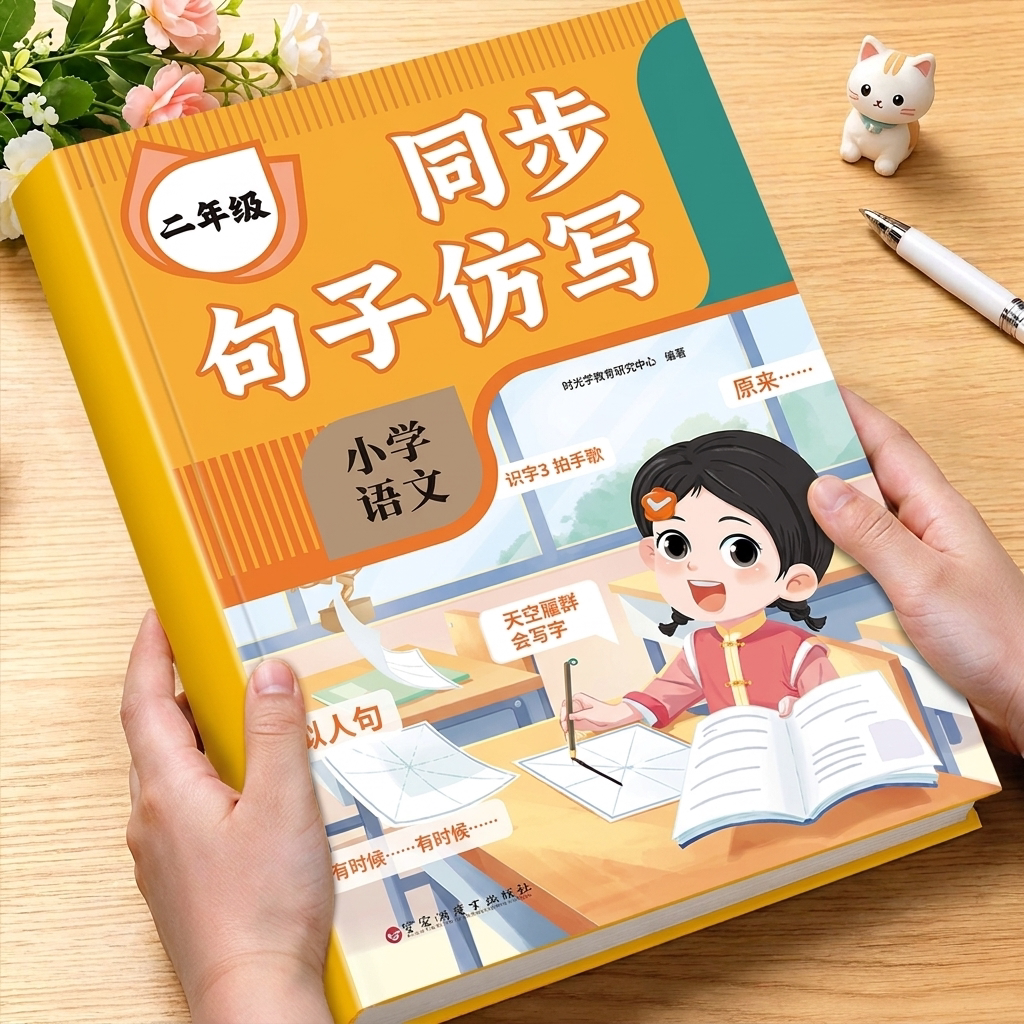 小学二年级同步句子仿写时光学仿写句子语文全国通用上册下册人教版教材优美句子积累语文同步作文连词成句字词专项训练每日一练RJ
