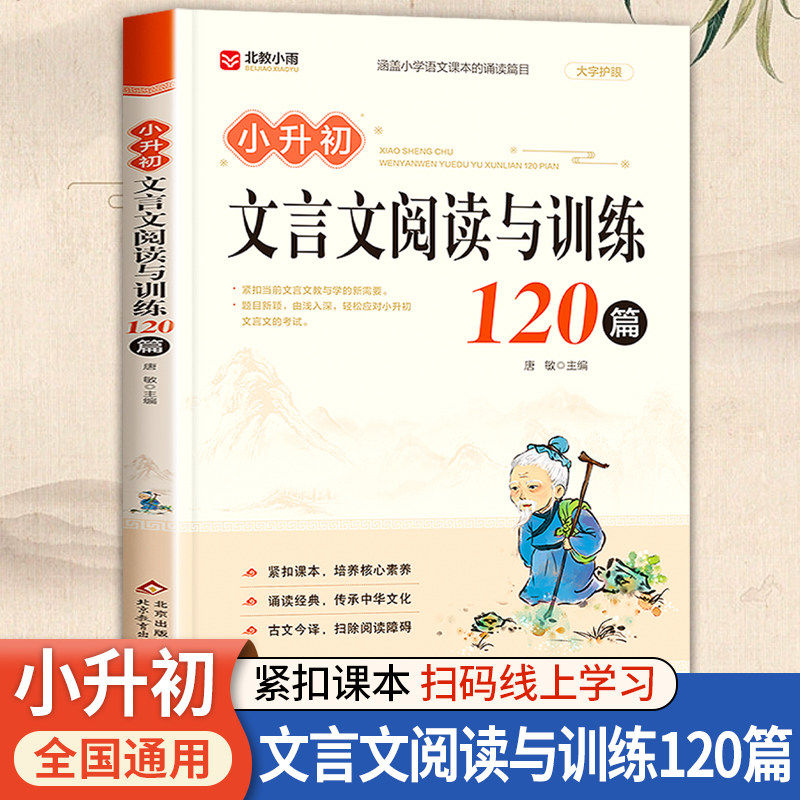 小升初文言文阅读与训练120篇配套人教版小学生必背古诗词和文言文全解一本通六年级总复习2026小学语文课外阅读专项训练RJ
