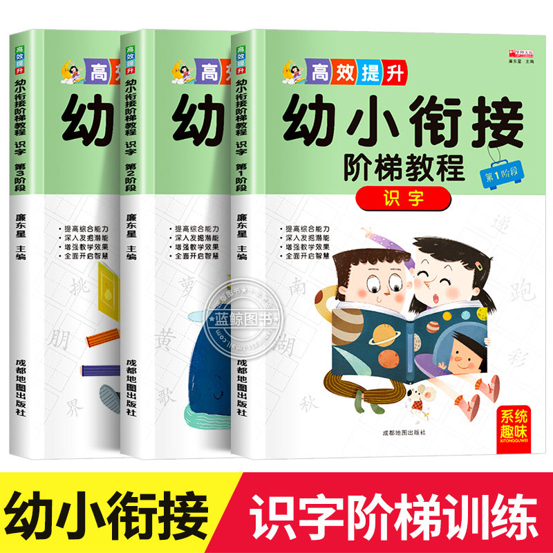 幼小衔接阶梯教程识字全3册幼儿认字大王教材幼小衔接阅读与识字幼升小儿童识字书 早教 学前班升一年级读书绘本启蒙早教书籍3-6岁