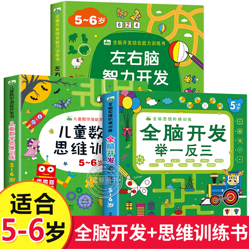 全套3册5-6岁儿童思维训练书籍左右脑智力开发全脑开发举一反三阶梯数学潜能开发全书幼儿园教材用书大班绘本益智趣味游戏图书CF-封面