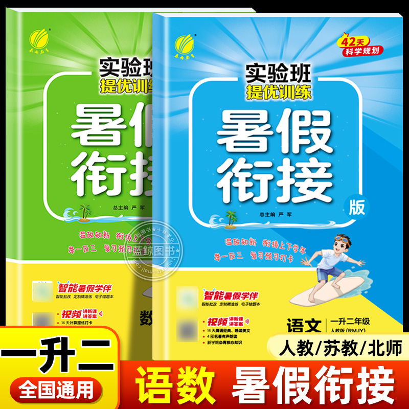 2025版一年级暑假作业实验班暑假衔接一升二年级 语文数学人教江苏教北师大版教材上下册同步提优训练暑假衔接一本通RJ