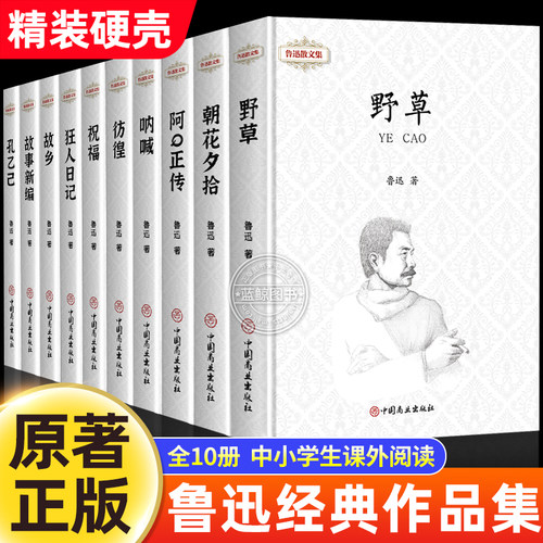 鲁迅全集原著正版10册六七年级阅读书必课外阅读书籍狂人日记朝花夕拾故乡野草呐喊彷徨阿Q正传孔乙己初中生必读经典作品集杂文集