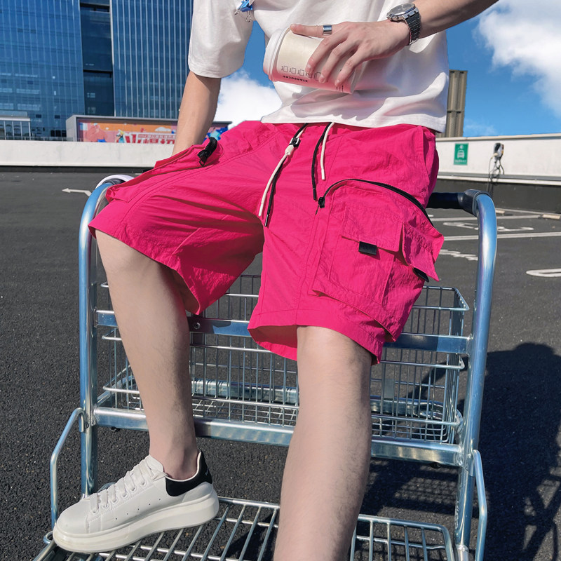 D106-P58控88夏季男士短裤工装口袋设计高级感百搭休闲裤子黑,男装牛仔裤,电商A208