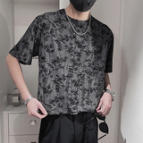 DT72A-P48控68夏男士短袖T恤圆领镂空时尚设计男款休闲百搭打底白，男装T恤，电商A208