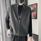 E235-特P88控118设计高级感保暖百搭打底背心男士羊毛针织衫黑，男装背心/马甲，电商A208
