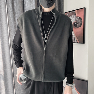 E235-特P88控118 设计高级感保暖百搭打底背心男士羊毛针织衫 黑图片