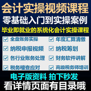 会计实务做帐视频教程实操报税开软件系统网课程电子帐真账实务票