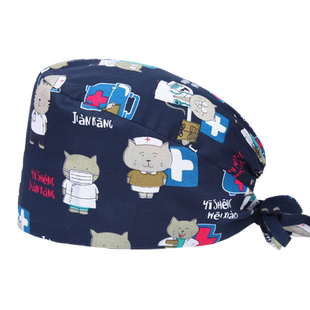 蝶芭朵手术帽女纯棉印花牙科帽子男手术室帽子医护工作帽护士圆帽