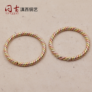 同古云南纯铜手镯 黄铜手镯 扭丝红铜手镯手工铜手镯特色铜镯子