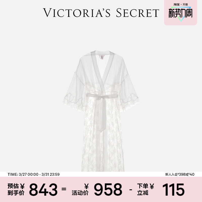 维密花漾蕾丝饰边精致优雅系带睡袍女2025秋