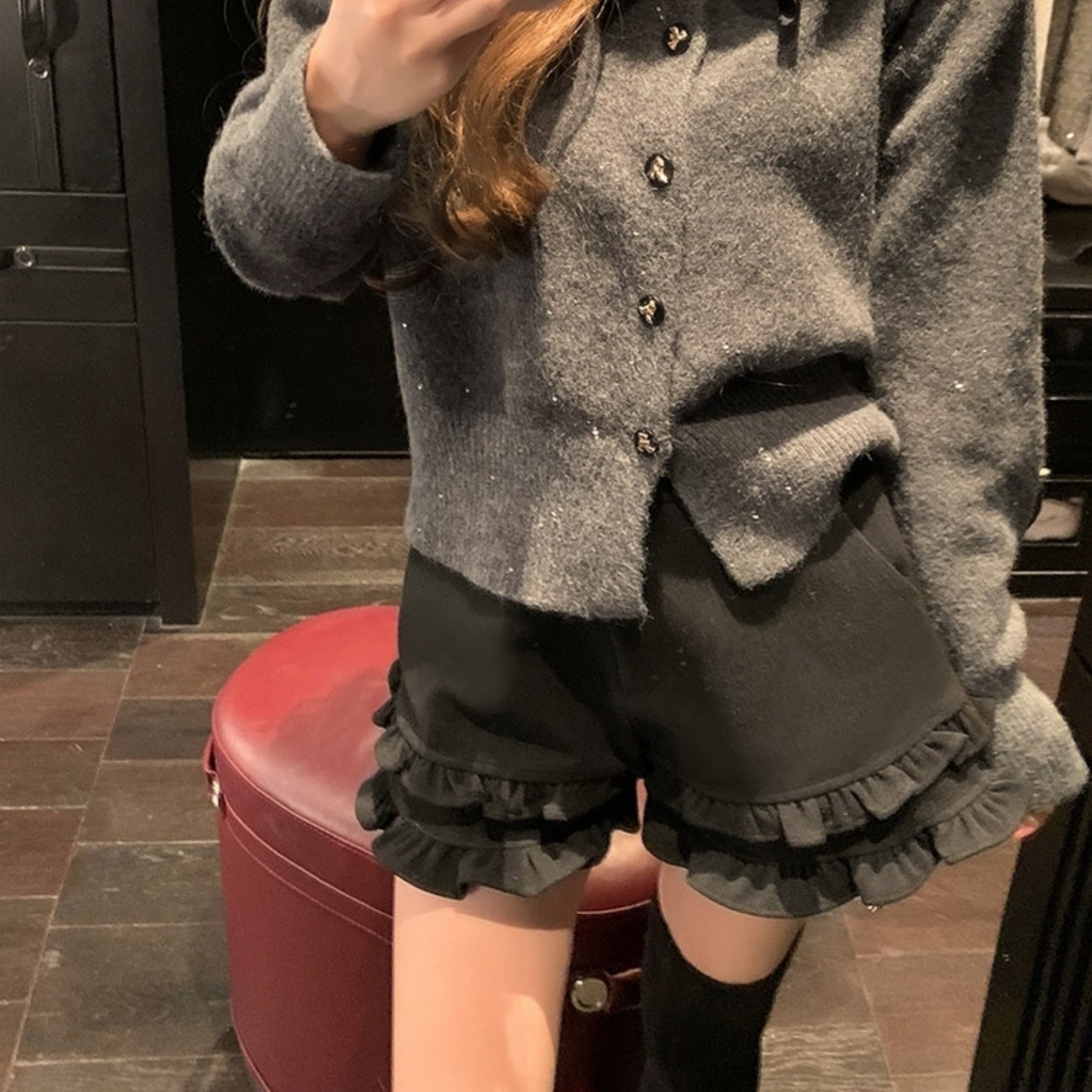 法式复古荷叶边毛呢短裤子女春秋季外穿打底内搭高腰修身热裤靴裤,女装/女士精品,休闲裤,淘宝优惠券,粉丝福利购,淘宝优惠卷