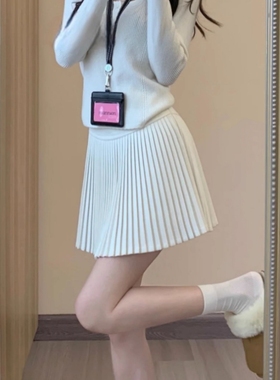 法式复古毛呢百褶裙女春秋冬季内搭打底高腰半身裙休闲a字短裙裤