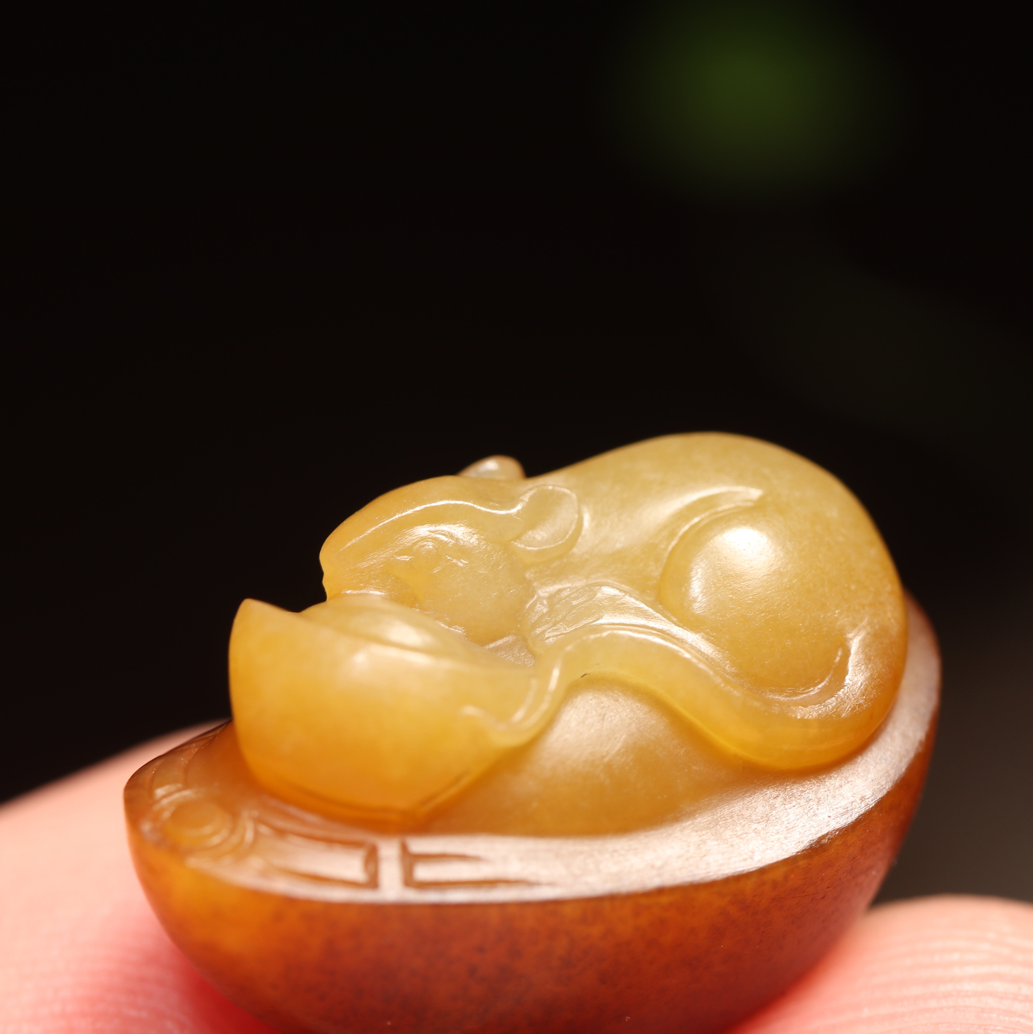 【结缘】新疆和田玉黄沁籽料老鼠元宝生肖属相老鼠鼠来宝挂件吊坠