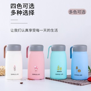 韩版 可爱小Q玻璃水杯儿童女学生便携杯子硅胶套防摔防烫随手杯