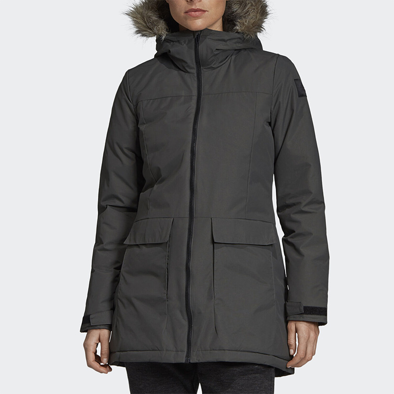 Adidas/阿迪达斯运动连帽保暖女子户外运动棉服外套DZ1498DZ1497