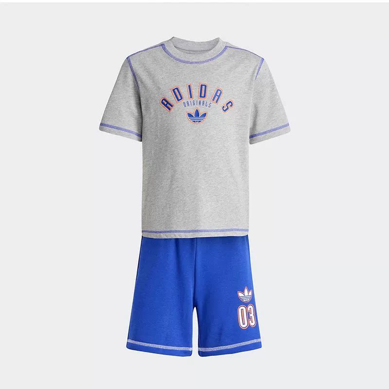 Adidas2件套装夏季运动儿童短袖
