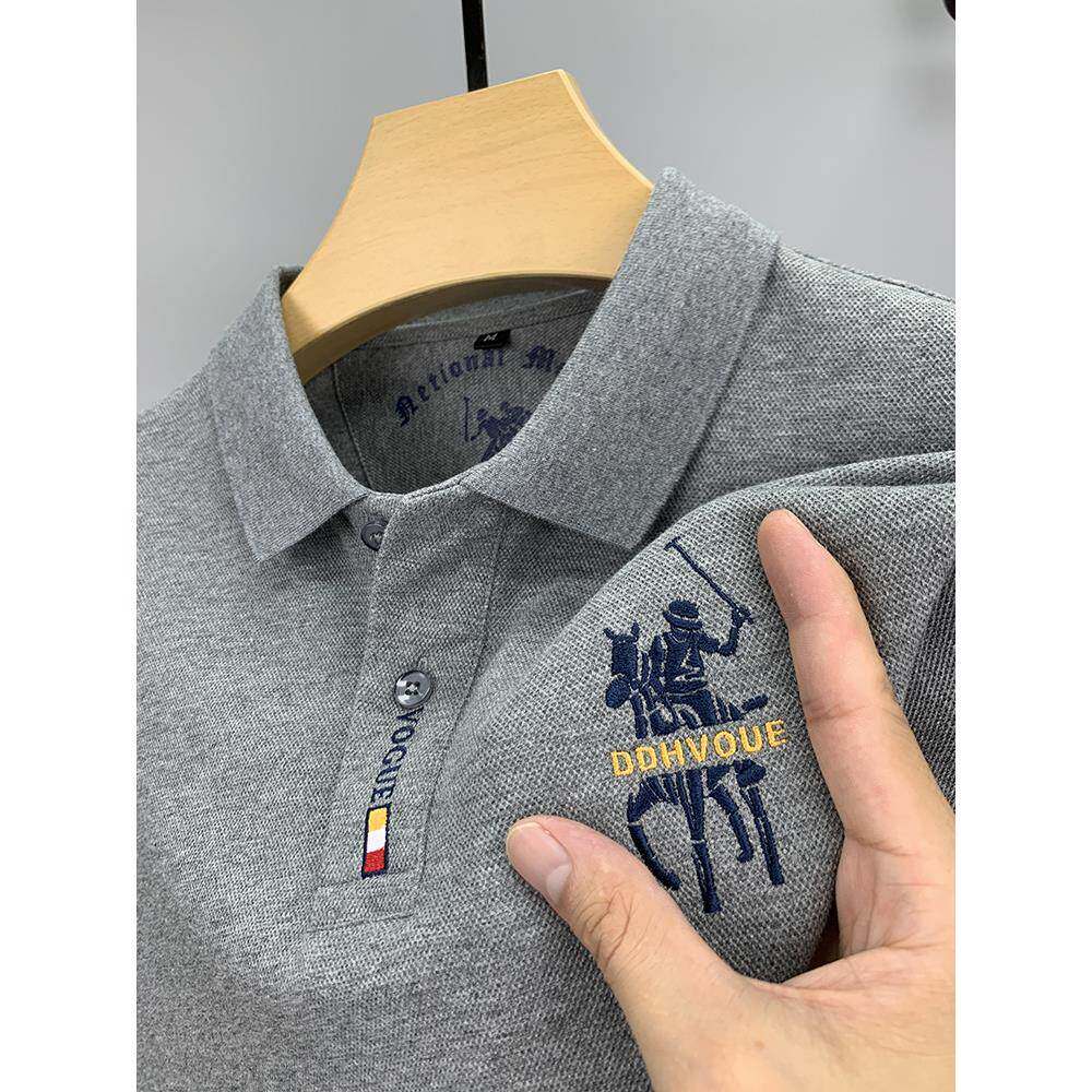 轻奢短袖t恤保罗刺绣纯棉polo衫男2025夏季新款潮牌高端翻领上衣