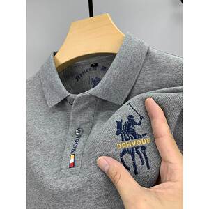 轻奢短袖t恤保罗刺绣纯棉polo衫男2025夏季新款潮牌高端翻领上衣