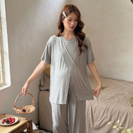 高密优可丝孕妇月子服短袖长裤套装夏季莫代尔睡衣喂奶哺乳家居服