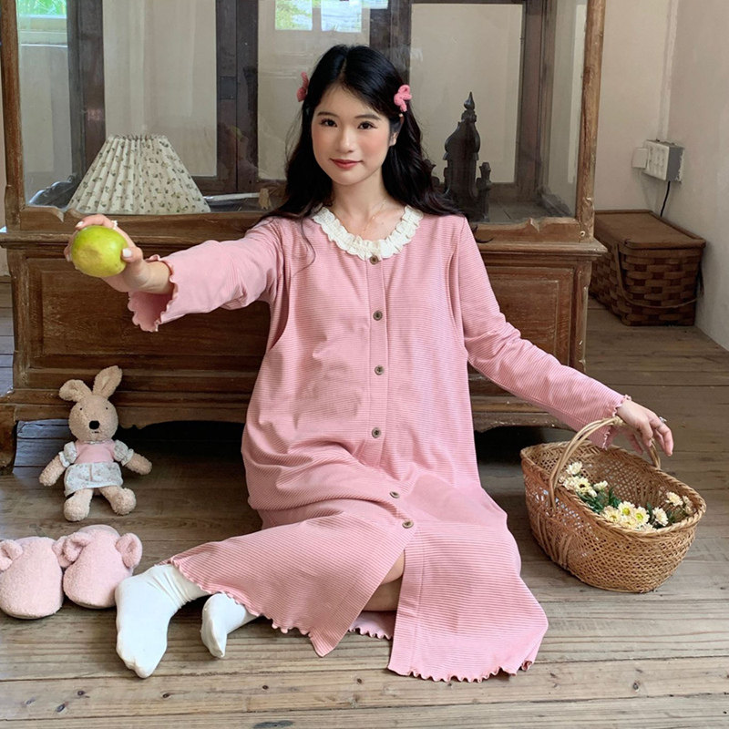 带胸垫长款月子裙春秋冬产后哺乳