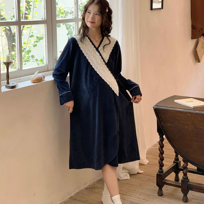 秋冬灯芯绒待产裙产后哺乳月子裙
