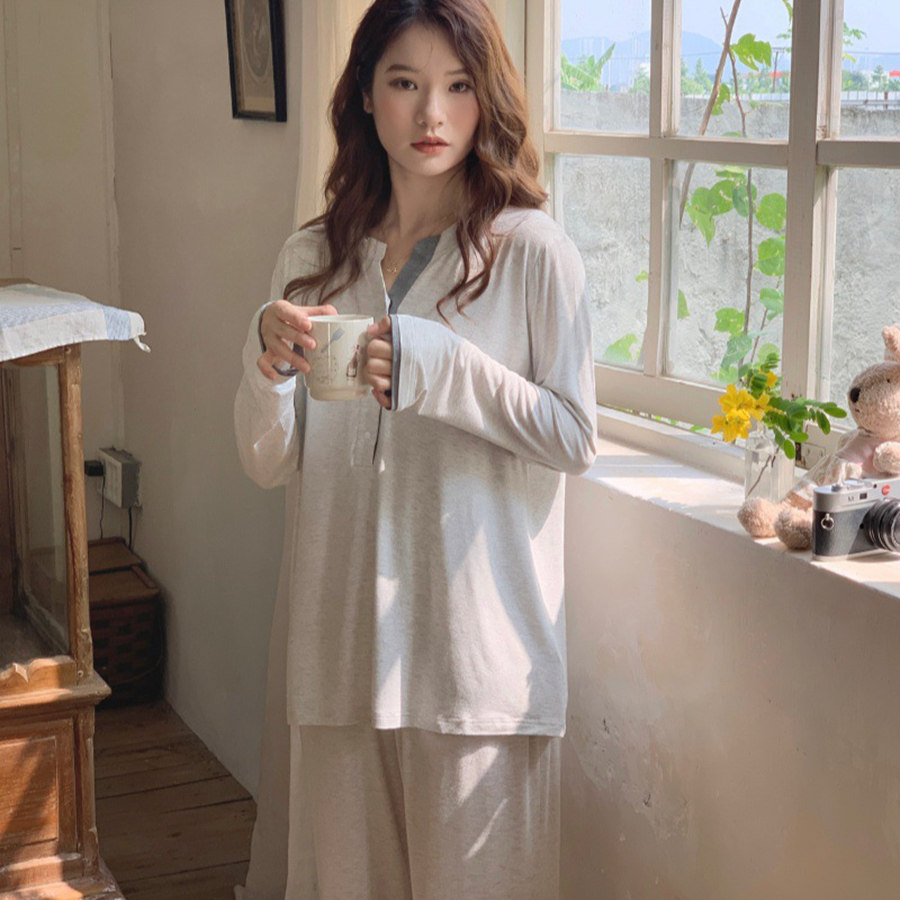 带胸垫莫代尔月子服产后哺乳套装