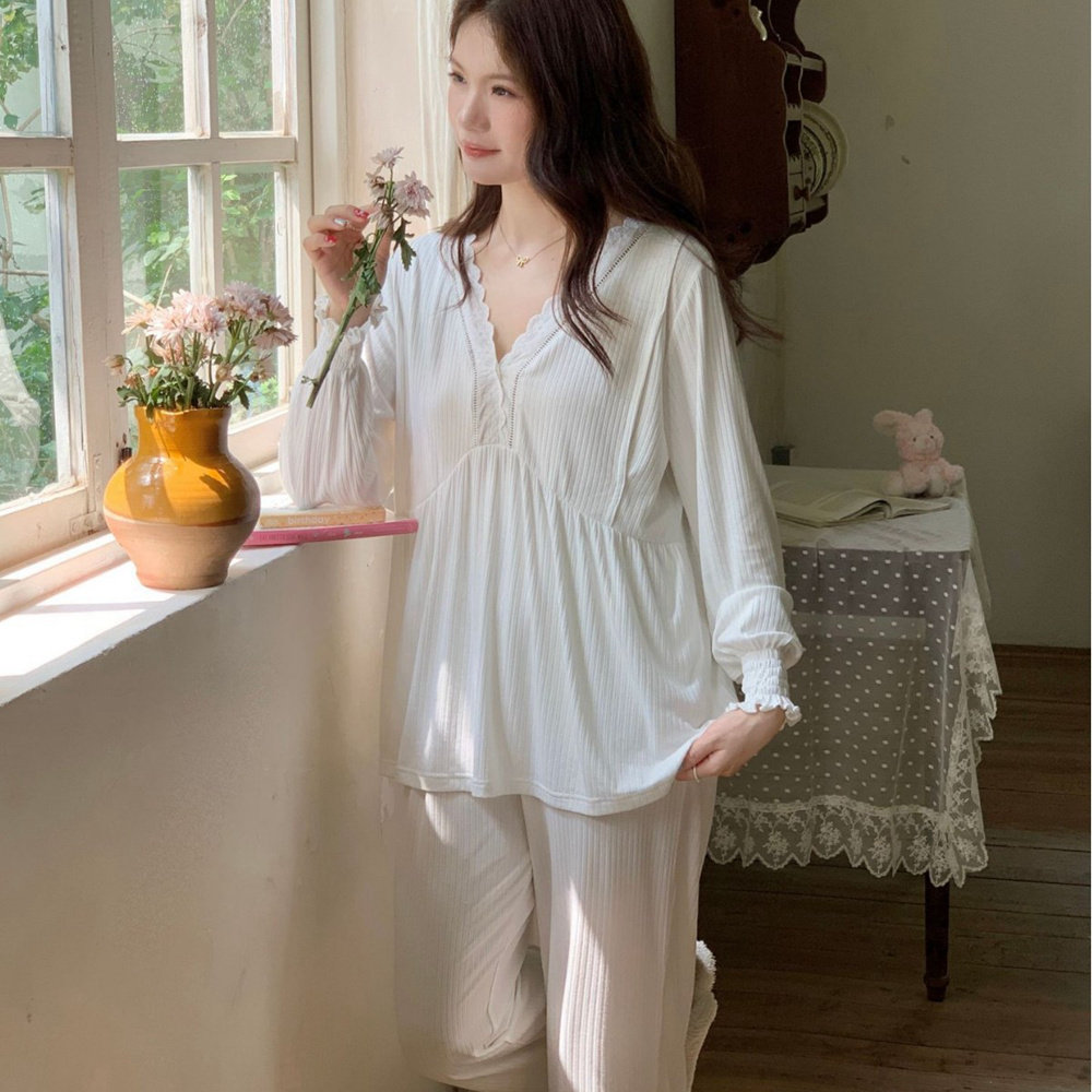 莫代尔孕妇哺乳睡衣套装女春夏季