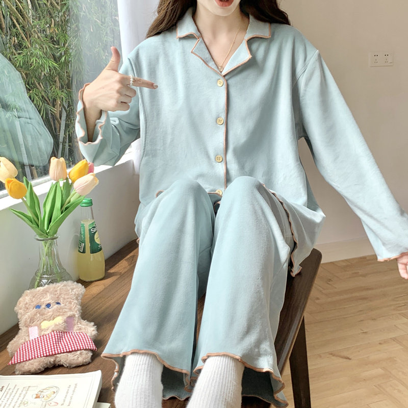 海岛绒月子服秋冬产后哺乳睡衣女