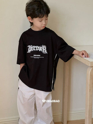 阿静家欧抱抱OBAOBAO2025新款男孩短袖T恤时尚潮流款一套现货3485