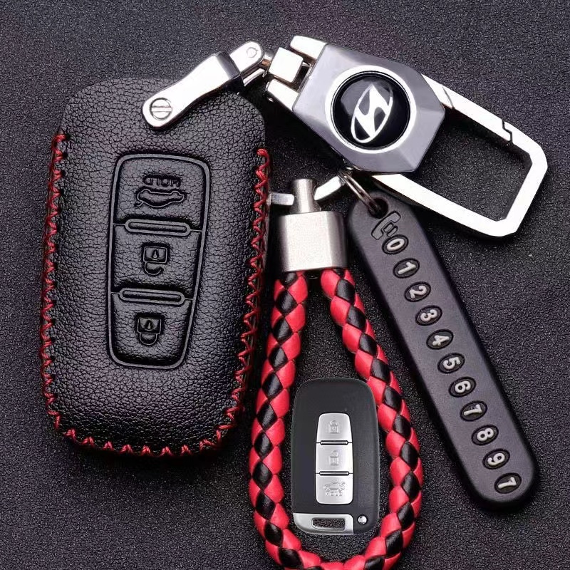 适用于北京现代朗动钥匙包ix35索纳塔8车 起亚k2智跑K5钥匙包套扣