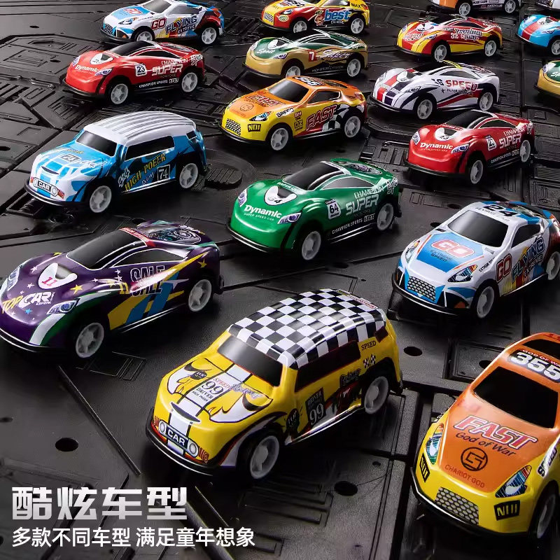 DOUYIN KUAISHOU의 동일한 합금 철 자동차 다양한 스타일의 배럴 풀백 자동차 관성 자동차 어린이 장난감 자동차