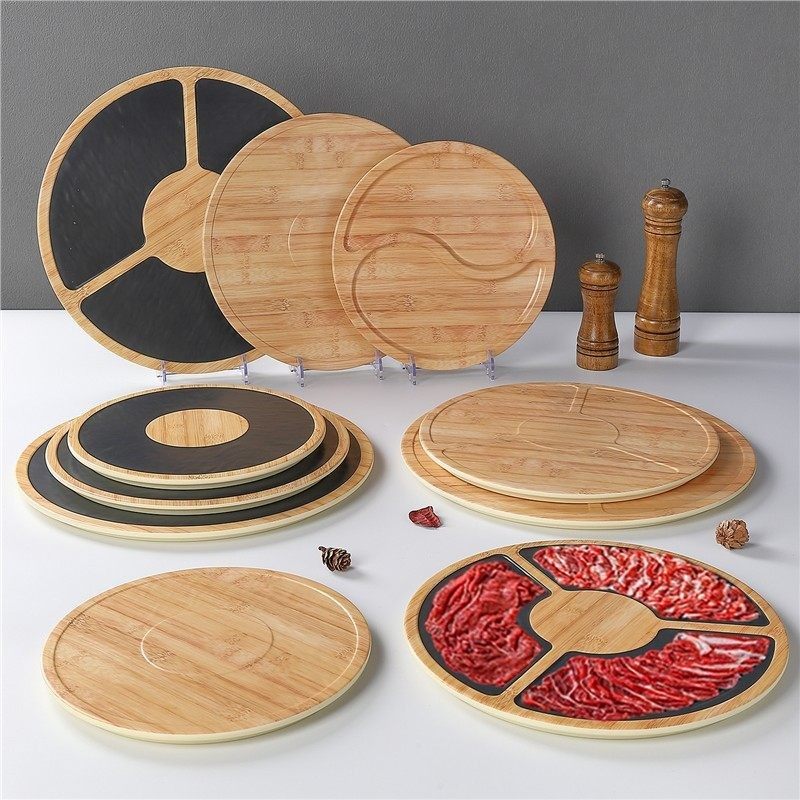 日式网红火锅店鲜肉三拼盘潮汕牛肉涮肉盘现切肉盘密胺挂肉立盘子,餐饮具,盘,淘宝优惠券,粉丝福利购,淘宝优惠卷