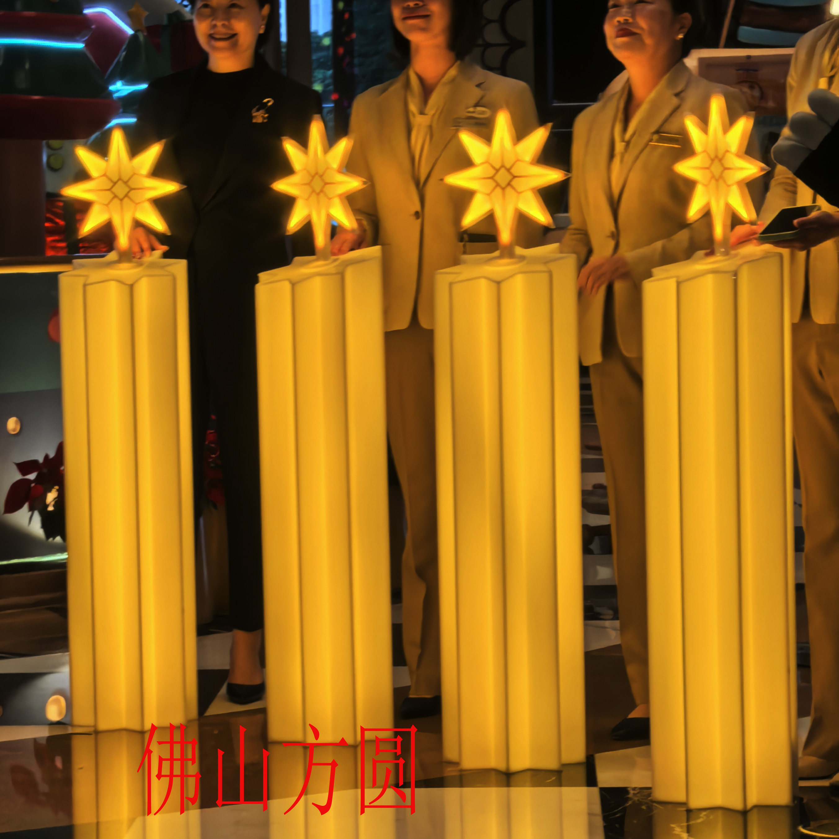 点灯仪式启动台圣诞节亮灯仪式八角星启动柱