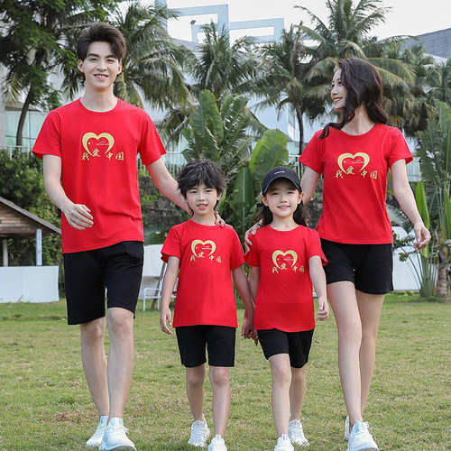 母女母子亲子装一家四口套装