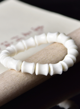 深海竹节白贝壳佛家七宝手链海南