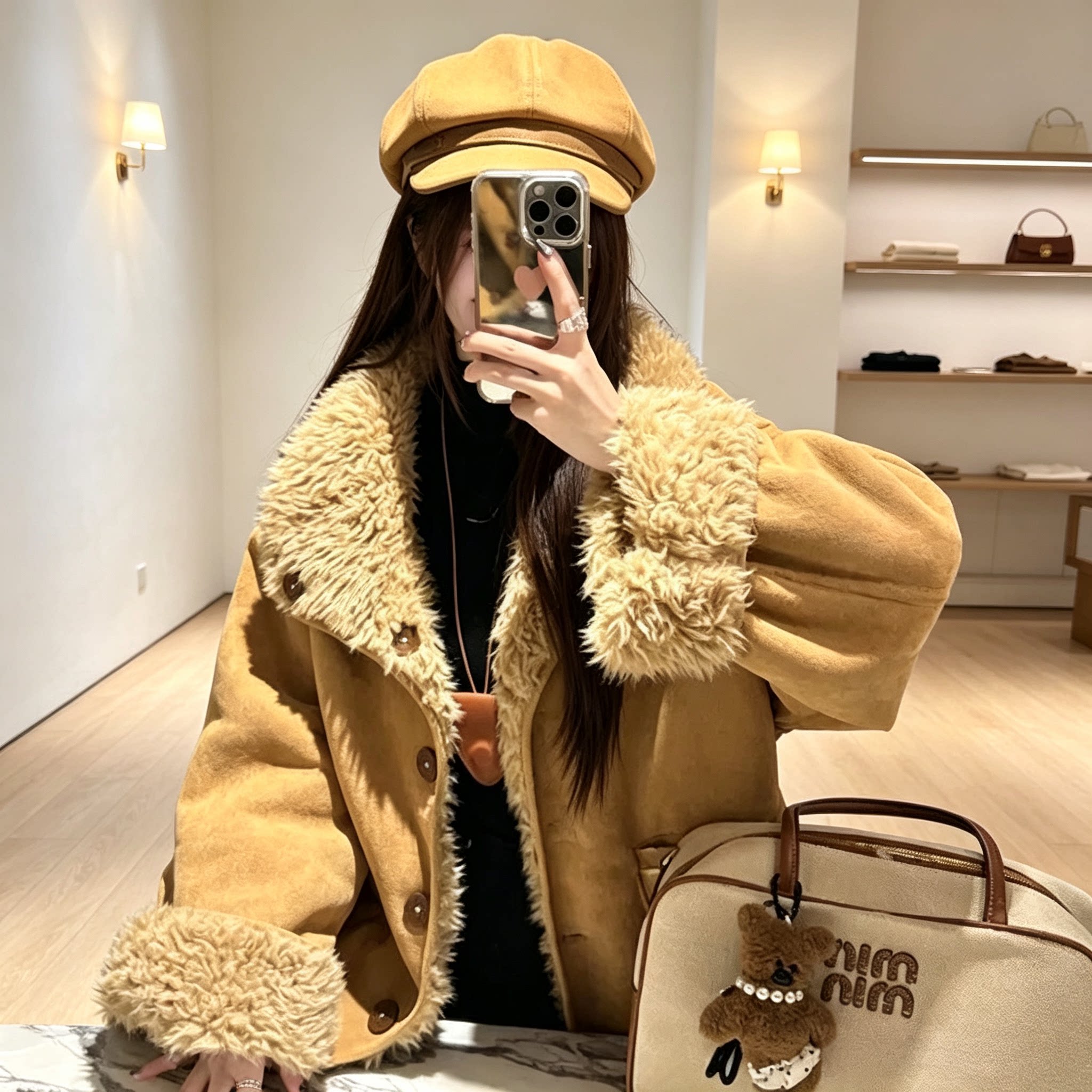 两面穿皮毛一体加厚机车服女