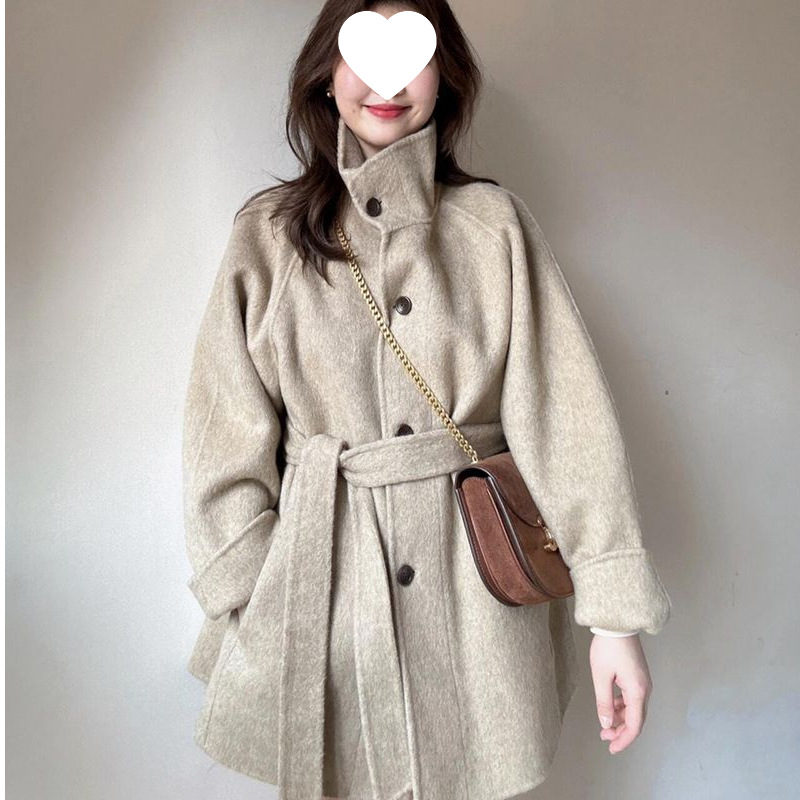 时尚毛呢大衣女短款小个子2025秋冬季新款感立领毛呢外套