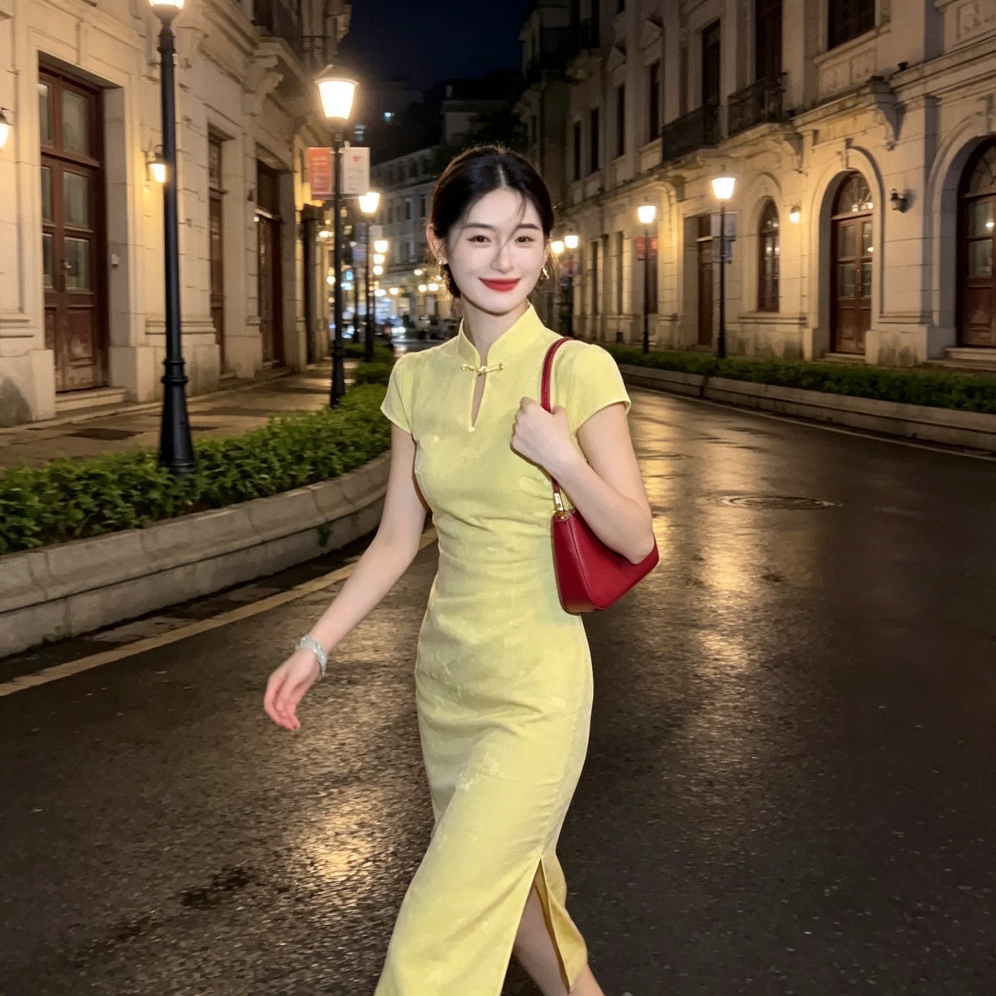 新中式温婉收腰旗袍连衣裙夏季