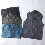 超值外贸夏季薄款运动马甲男速干透气网眼防晒服连帽马夹旅游徒步