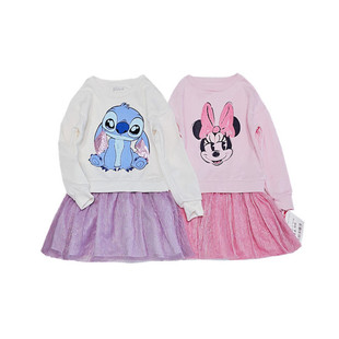 卡通亮片公主裙薄拉绒长袖 春秋新款 洋气连衣裙 5岁外单女童童装