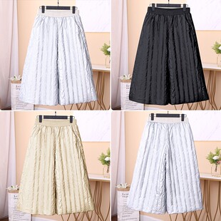 女2025新款 保暖休闲棉裤 高腰加厚八分裤 裙裤 白鸭绒时尚 阔腿羽绒裤