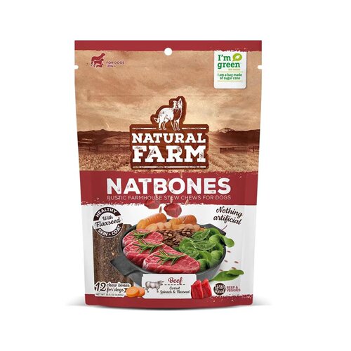 美国直邮Natural Farm Natbones Dog Treats全天然牛肉味狗咀嚼棒