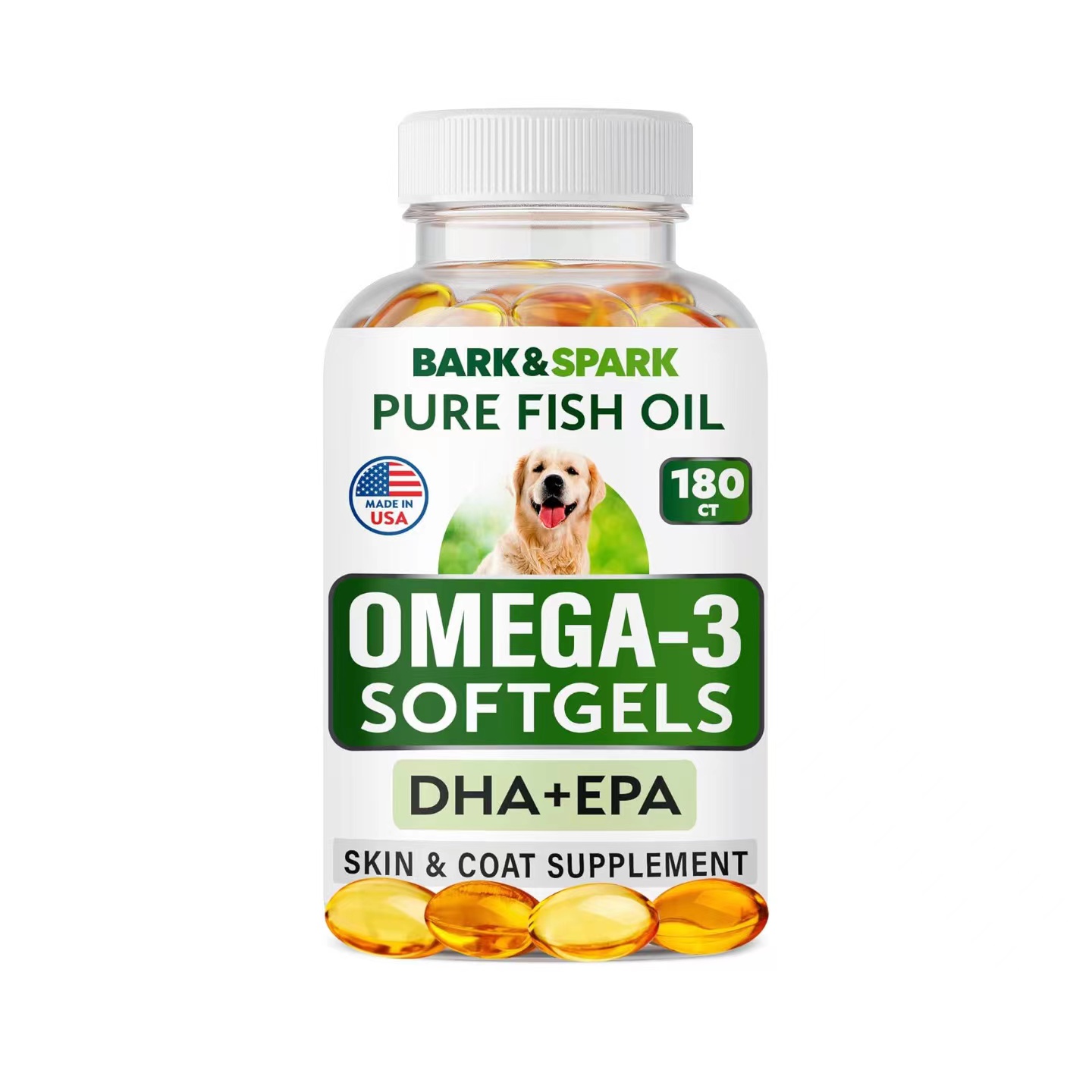 美国直邮 Bark&Spark Omega 3 for Dogs 狗狗鱼油软胶囊皮毛支持