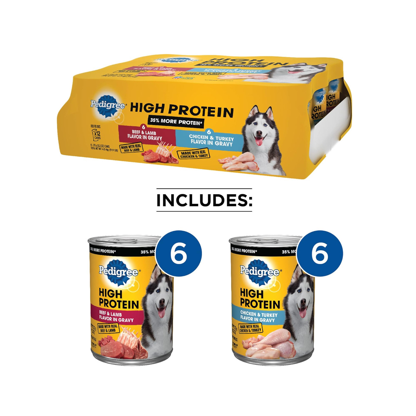 美国直邮 PEDIGREE High Protein Adult Canned 高蛋白成犬湿狗粮