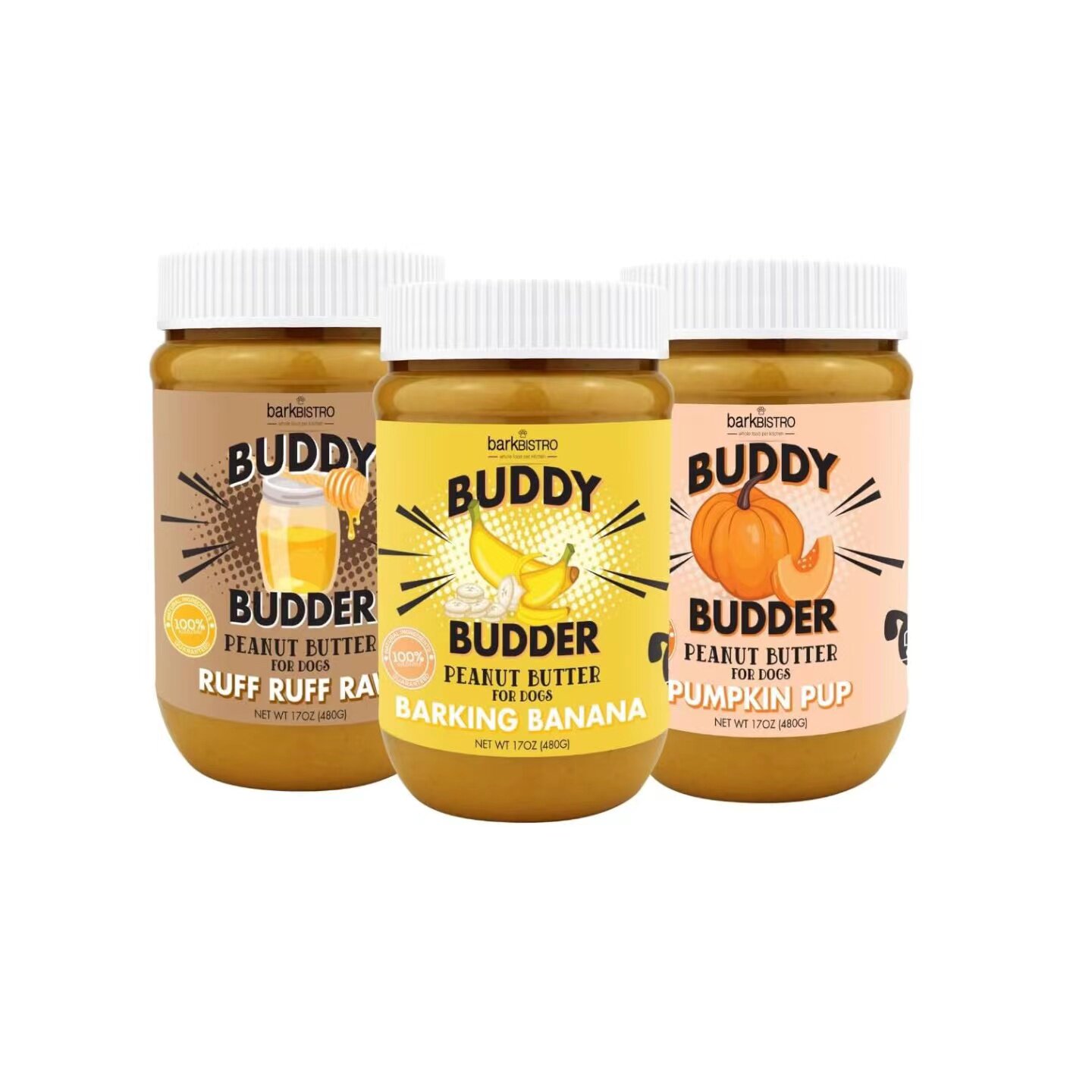 美国直邮BUDDY BUDDER 100% Dog Peanut Butter纯天然狗花生酱3瓶